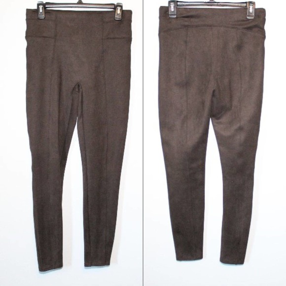 SPANX Faux Suede Leggings Chocolate Brown Pull On Women's Size Medium H14477 - Picture 13 of 15